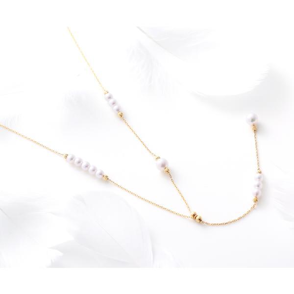 パール ステーションネックレス ロング k18 パールネックレス 18k 18金 ロングネックレス カジュアル レディース 入学式 ギフト シンプル フォーマル  結婚式の画像