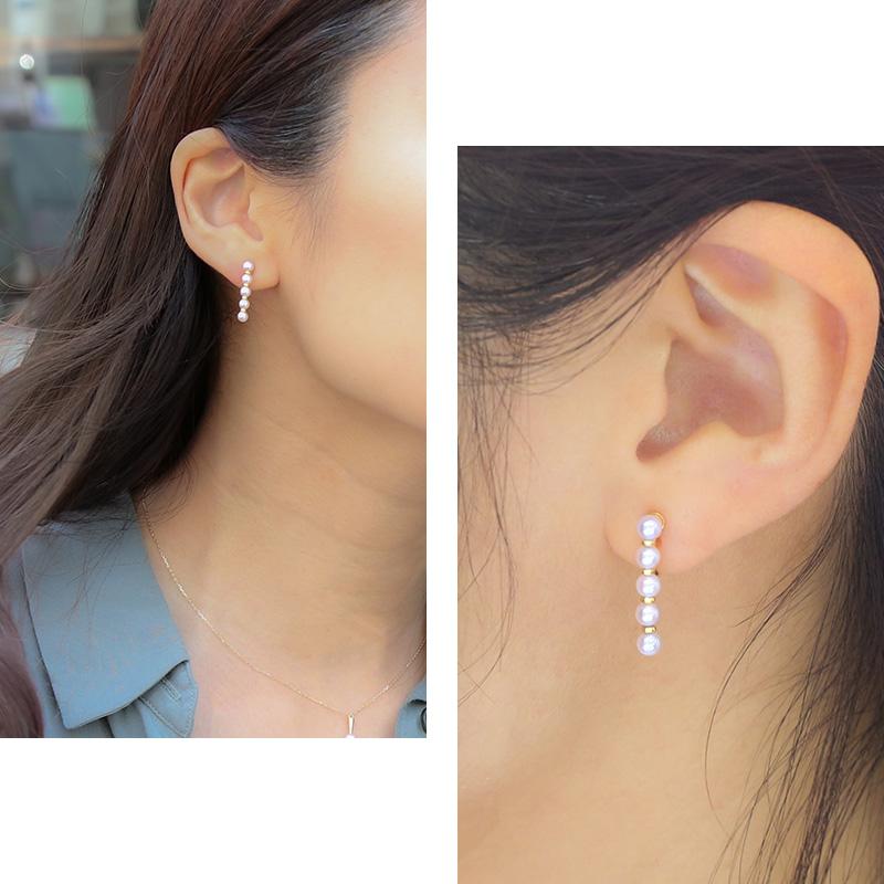 AkariH chic パールイヤリング パール イヤリング 結婚式 18k パールイヤリング ノンホール 18