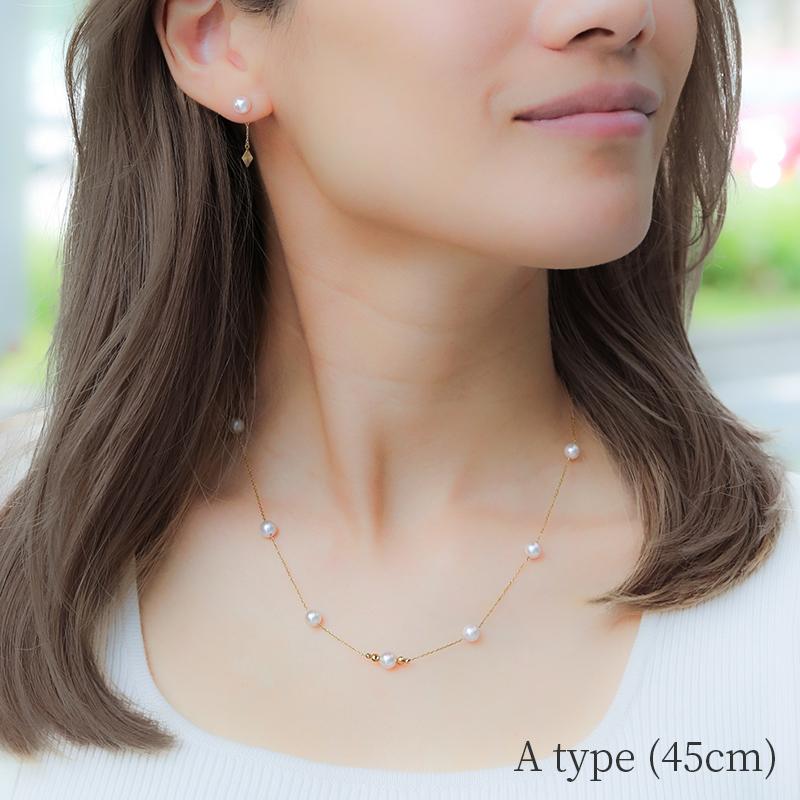 パール ステーションネックレス ロング k18 パールネックレス 18k 18金