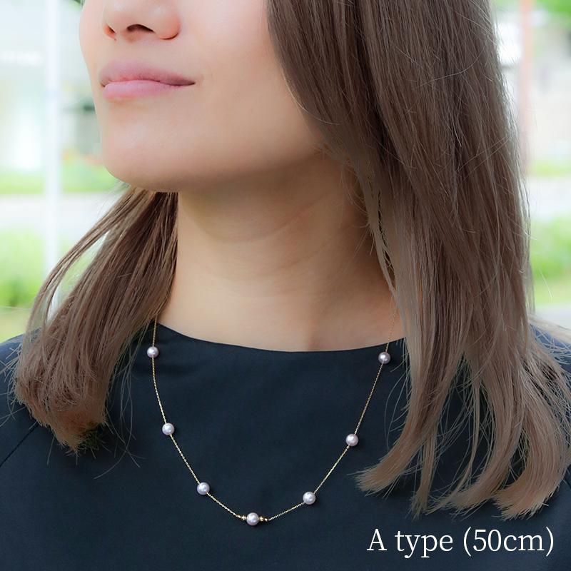 パール ステーションネックレス ロング k18 パールネックレス 18k 18金