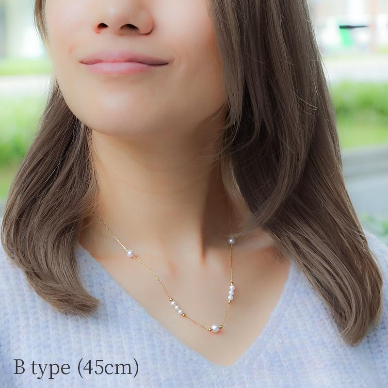 パール ステーションネックレス ロング k18 パールネックレス 18k 18金