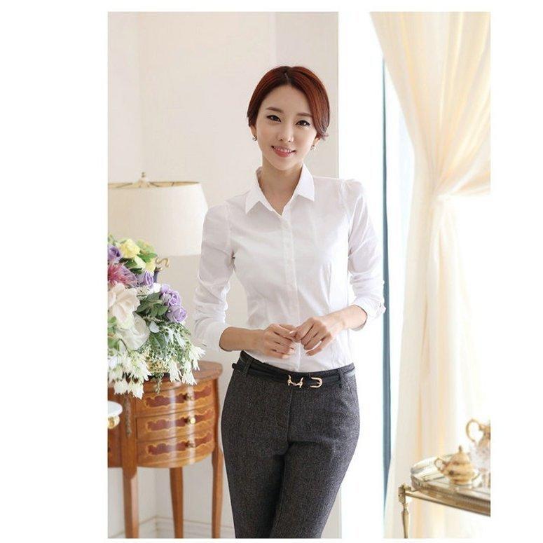 ブラウス シャツ 長袖 レディース トップス スリム タイト ホワイト 白 オフィス ワイシャツ 無地 Yシャツ カッターシャツ 女性用 婦人用 S Pd Lucaluca Store 通販 Yahoo ショッピング