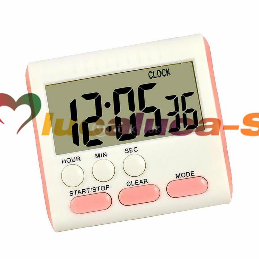 ポータブル デジタル カウントダウン タイマー 時計 液晶 画面 キッチン 調理用 4色選ぶ ピンク 大きい割引