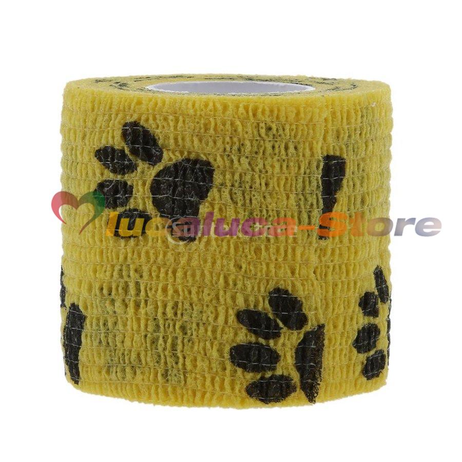 猫 犬 ペット用 包帯 伸縮 可愛い 粘着包帯 自己粘着 粘着テープ ガーゼ テープ 人にも使える 怪我予防 老犬 介護 床ずれ テーピング フットプリント 4巻入り Pa092 Lucaluca Store 通販 Yahoo ショッピング