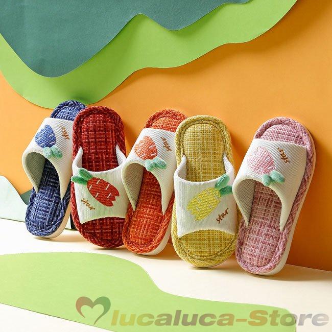 Lucaluca Storeスリッパ キッズ 子供 かわいい ニンジン ルームシューズ 人参柄 Pvc ゴム 前あきスリッパ