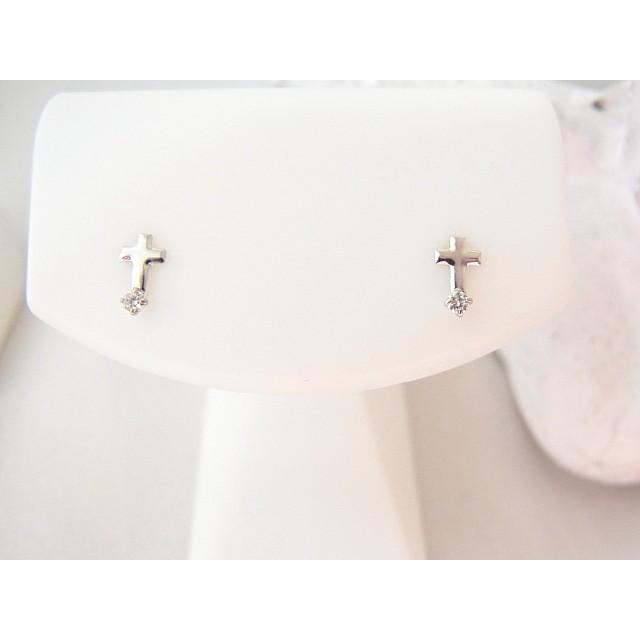 K14 ホワイトゴールド ダイヤモンド クロスピアス : LUCAS JEWEL 