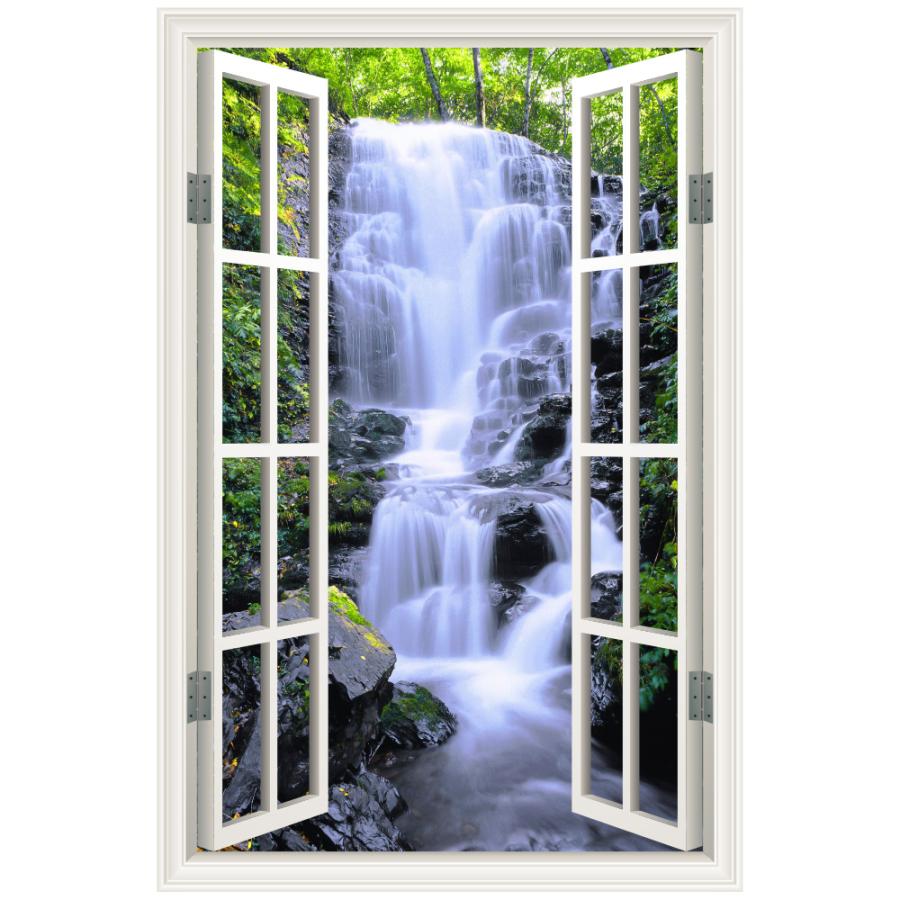 ウォールステッカー 窓枠 滝 日本製 Mu3 壁紙 木々 川 植物 風景 景色 旅行 写真 インスタ Acw 0050 Mtn S Lucca 通販 Yahoo ショッピング