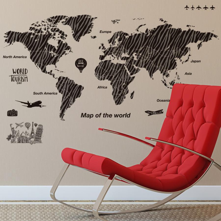 100 の保証 世界地図 ウォールステッカー 全色 日本製 Mu3 ゼブラ 模様 モノクロ マップ 北欧 シンプル シール 壁紙 風呂 ドア トイレ インスタ Supplystudies Com