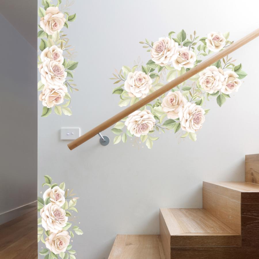 バラ 薔薇 ウォールステッカー 花飾り ホワイト 白 フラワー ローズ 日本製 植物 花びら 壁紙 シール｜lucca-yh｜03
