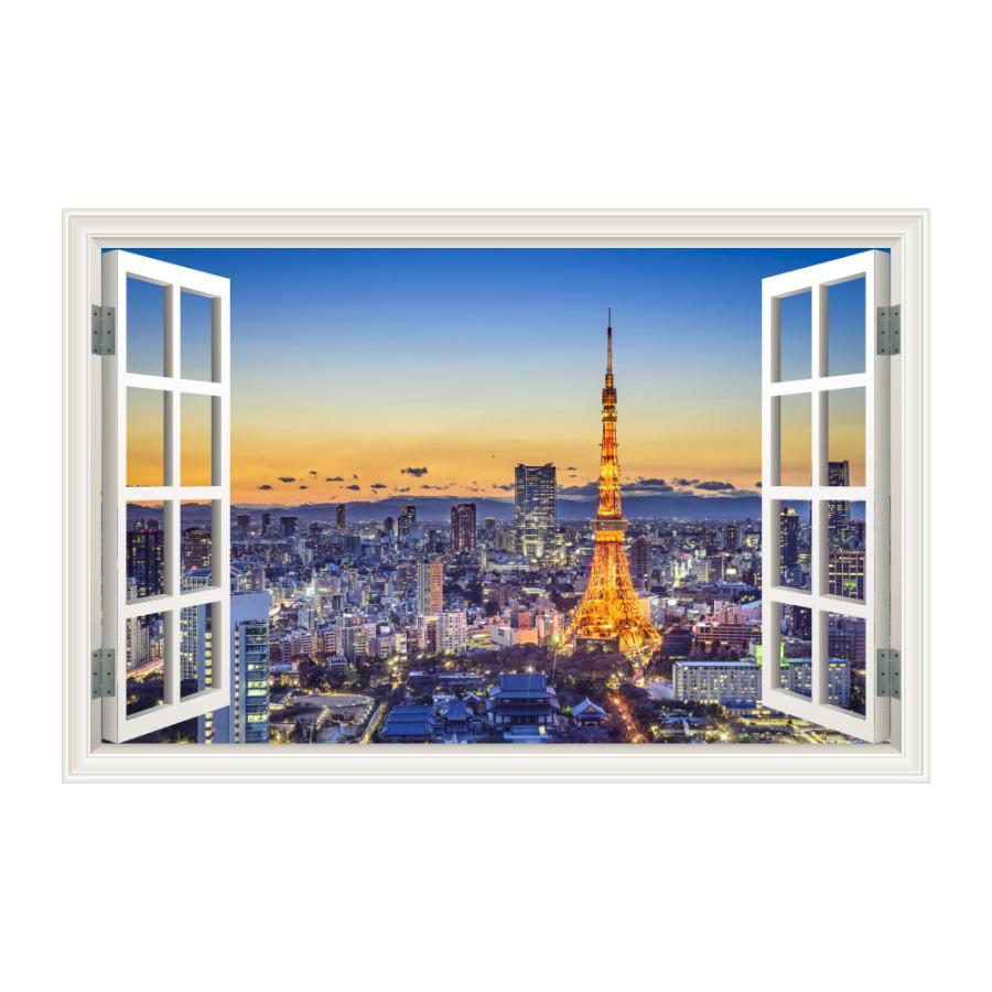 ウォールステッカー 最大67％オフ！ 窓枠 東京タワー WAKU 壁紙 風景 景色 鉄塔 写真 北欧 58％以上節約 シール 映え 旅行 インスタ