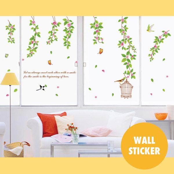 ウォールステッカー 鳥かごと花 つる草 フラワー グリーン 蝶 北欧 シール 壁紙 かわいい おしゃれ Wls Ay9084 Lucca 通販 Yahoo ショッピング