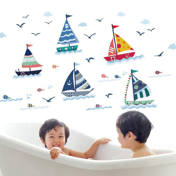 ウォールステッカー ヨット 海 船 航海 魚 かもめ シール 壁紙 キッズ 子供部屋 浴室 トイレ Wls Sk7061 Lucca 通販 Yahoo ショッピング