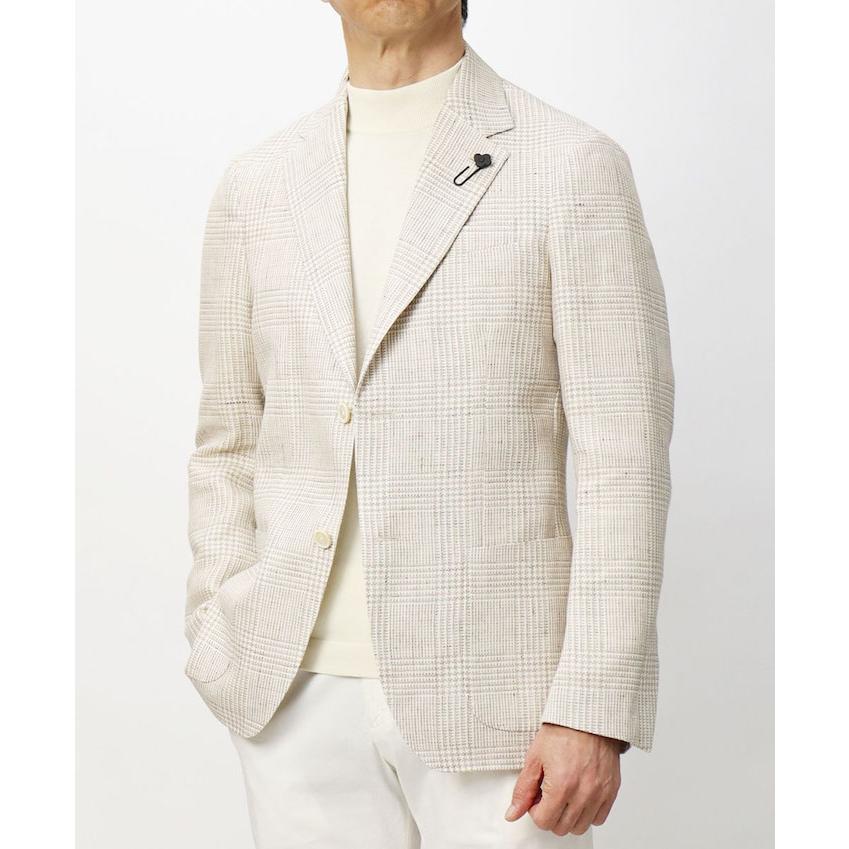 ラルディーニ / LARDINI / ROMA / ローマモデル / シャツジャケット 仕様 / リネンコットン / グレンチェック柄 / 2釦 2パッチ / 返品・交換可能の画像
