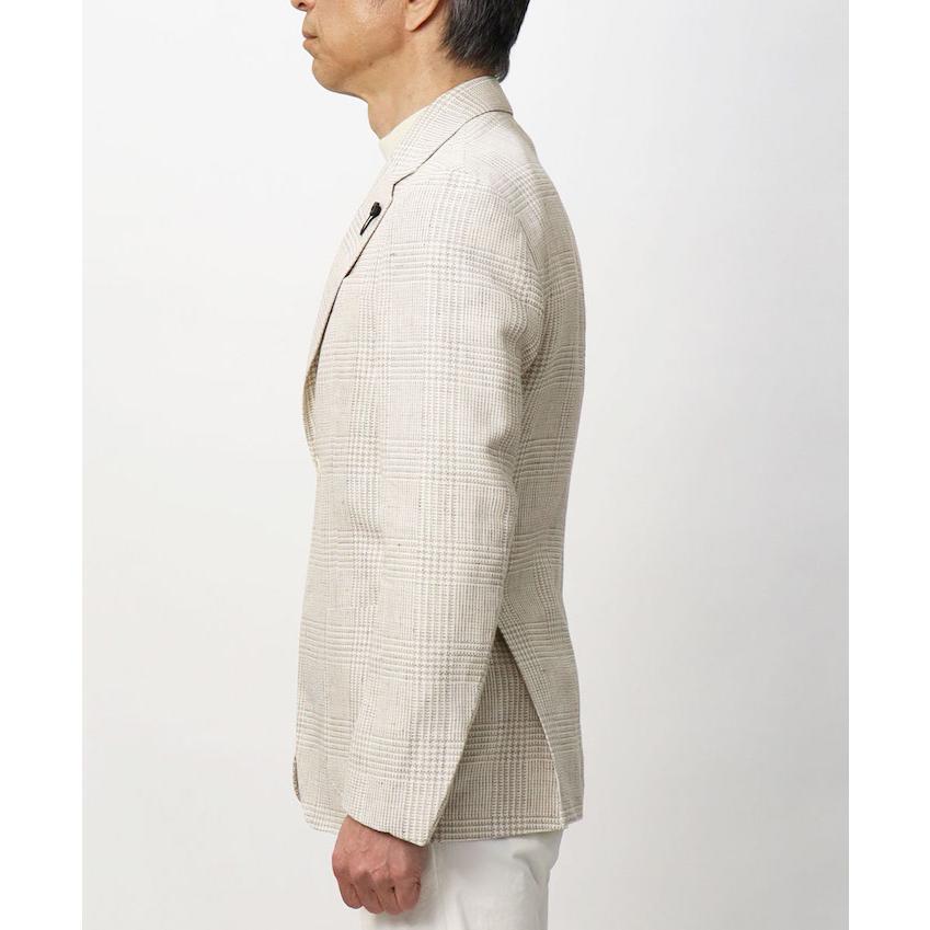ラルディーニ / LARDINI / ROMA / ローマモデル / シャツジャケット 仕様 / リネンコットン / グレンチェック柄 / 2釦 2パッチ / 返品・交換可能の画像