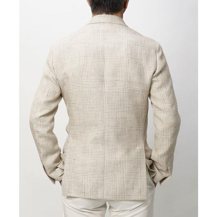 ラルディーニ / LARDINI / ROMA / ローマモデル / シャツジャケット 仕様 / リネンコットン / グレンチェック柄 / 2釦 2パッチ / 返品・交換可能の画像