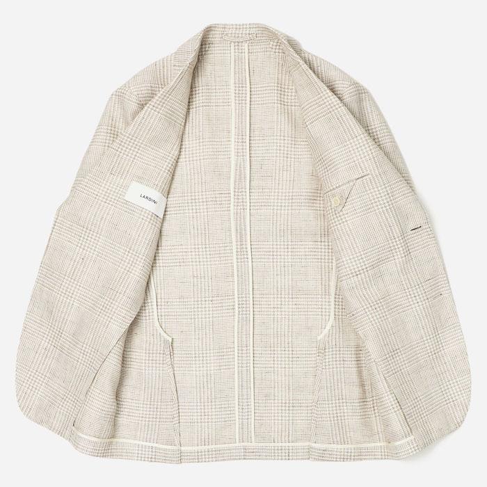 ラルディーニ / LARDINI / ROMA / ローマモデル / シャツジャケット 仕様 / リネンコットン / グレンチェック柄 / 2釦 2パッチ / 返品・交換可能の画像