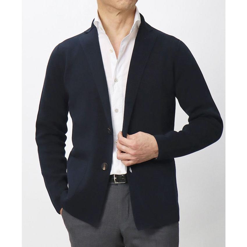 フィリッポ デ ローレンティス / FILIPPO DE LAURENTIIS / シングル ニットジャケット / クレープコットン / ミラノリブ / 返品・交換可能の画像