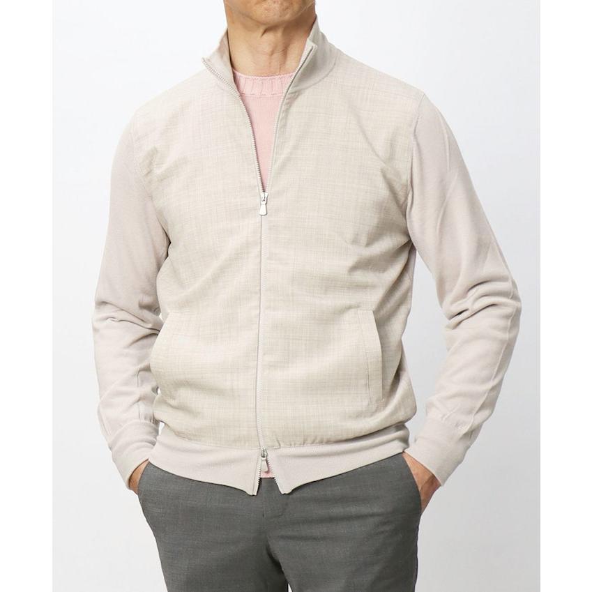 グランサッソ / GRANSASSO / スタンド ZIP ブルゾン / ハイゲージウールニット × サマートロピカルウール切り替え / 返品・交換可能の画像