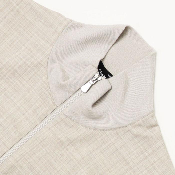 グランサッソ / GRANSASSO / スタンド ZIP ブルゾン / ハイゲージウールニット × サマートロピカルウール切り替え / 返品・交換可能の画像