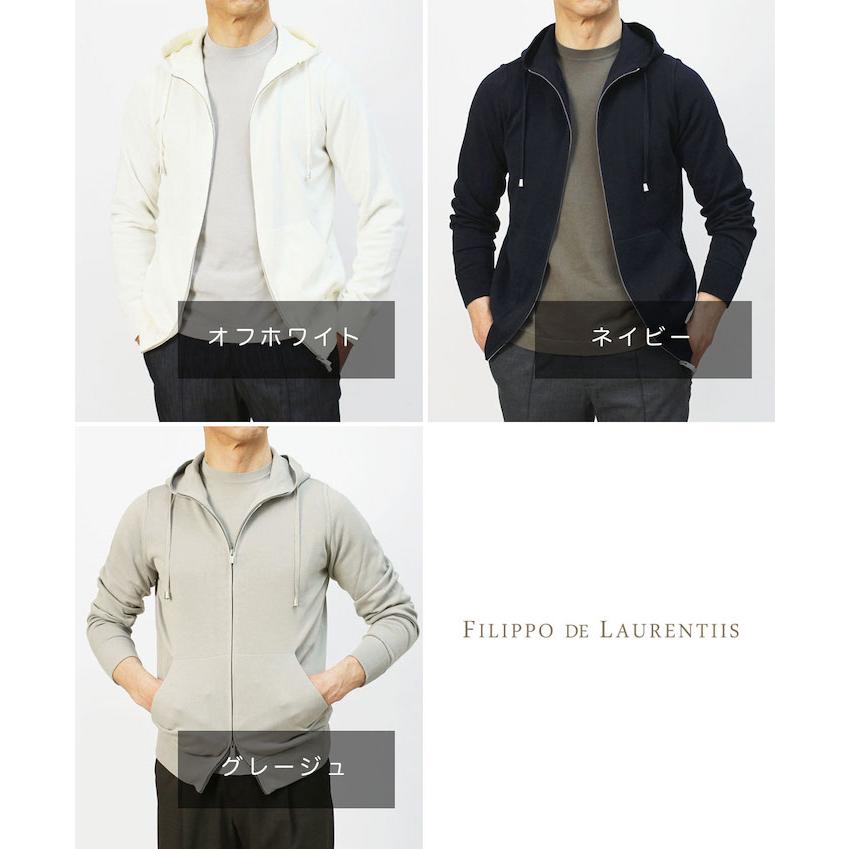 フィリッポ デ ローレンティス / FILIPPO DE LAURENTIIS / ニット パーカー / crepe cotton / コットンニット / ダブルジップ / 返品・交換可能の画像
