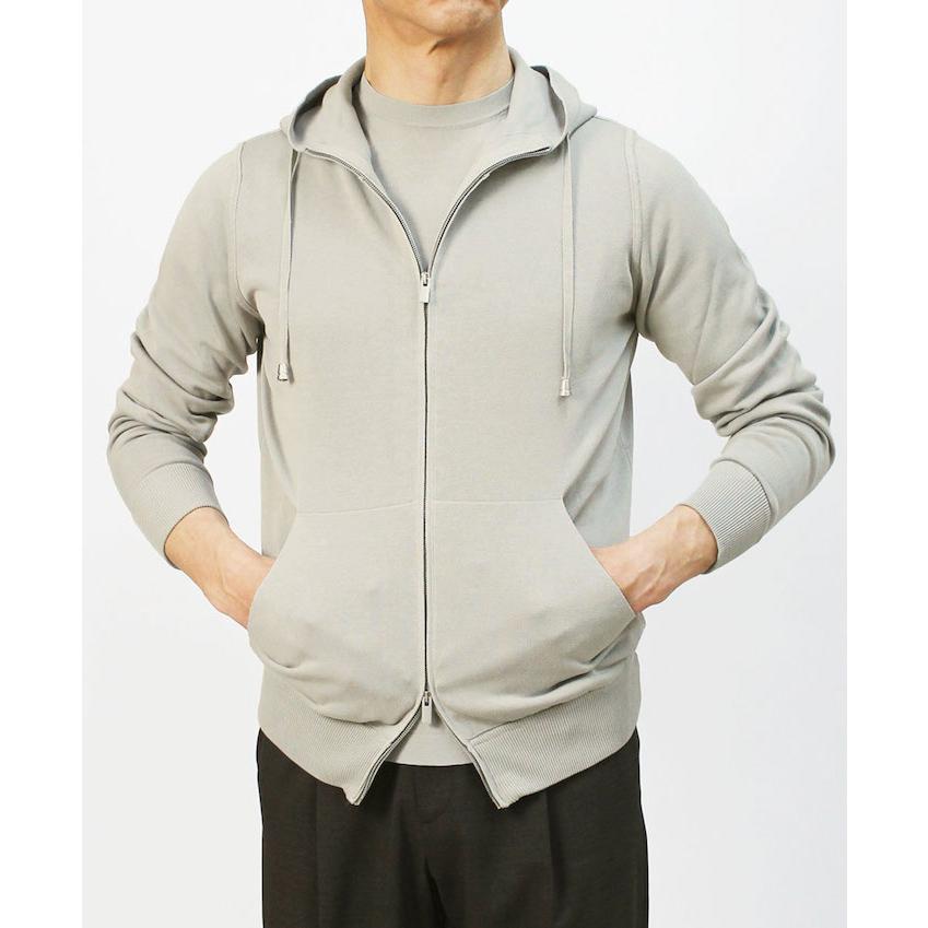 フィリッポ デ ローレンティス / FILIPPO DE LAURENTIIS / ニット パーカー / crepe cotton / コットンニット / ダブルジップ / 返品・交換可能の画像