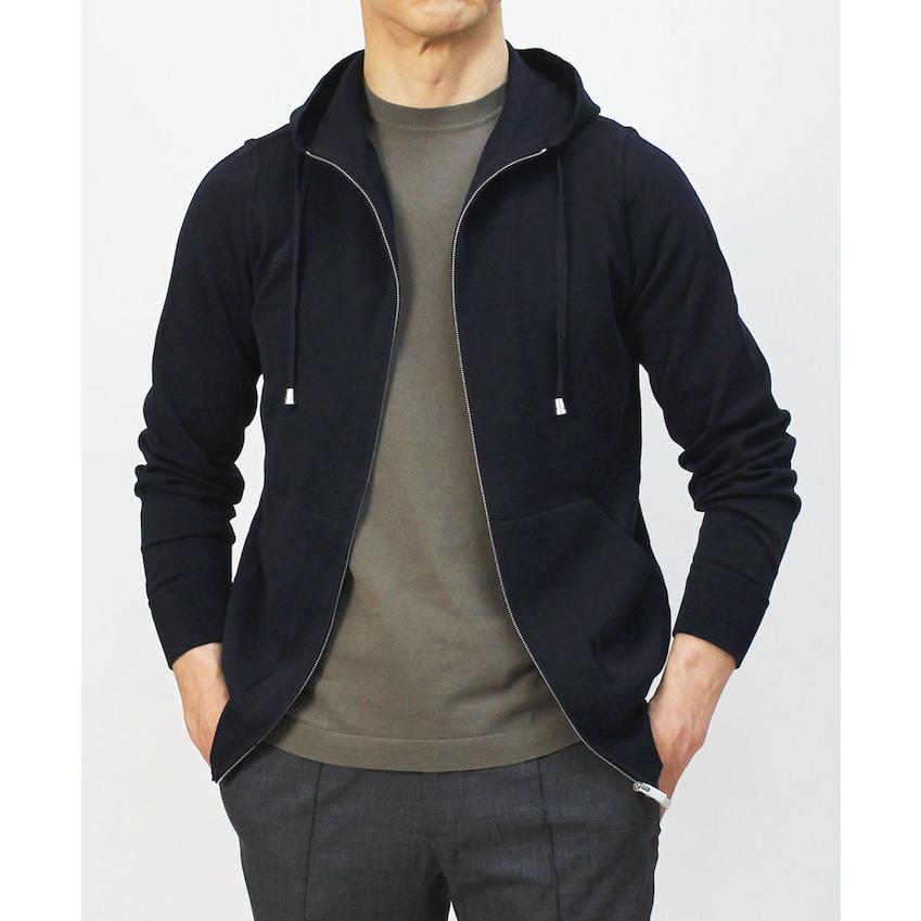 フィリッポ デ ローレンティス / FILIPPO DE LAURENTIIS / ニット パーカー / crepe cotton / コットンニット / ダブルジップ / 返品・交換可能の画像