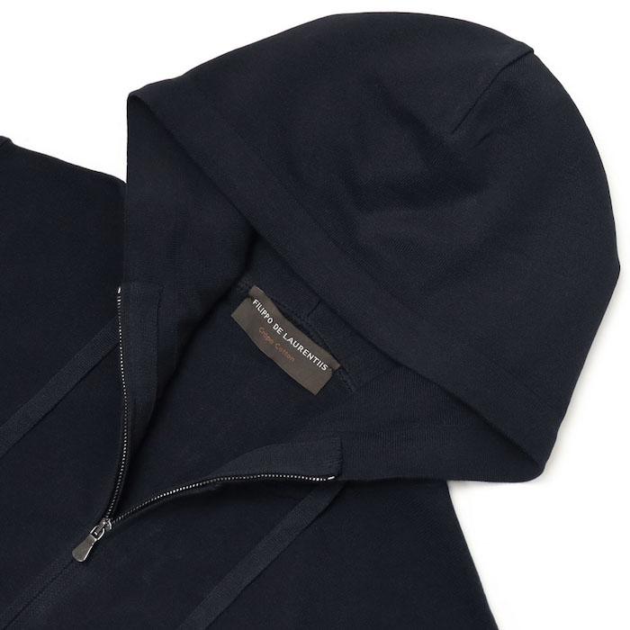 フィリッポ デ ローレンティス / FILIPPO DE LAURENTIIS / ニット パーカー / crepe cotton / コットンニット / ダブルジップ / 返品・交換可能の画像