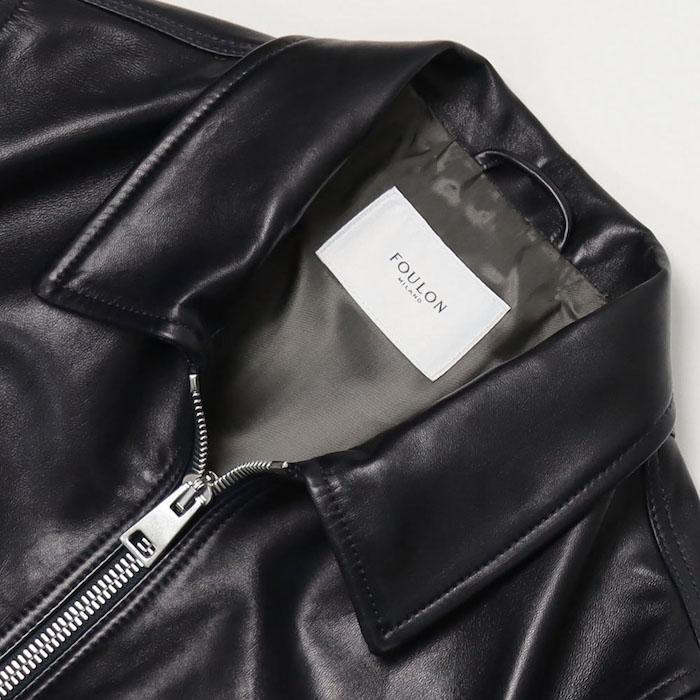 美品 FLEUR-DE-LYS 本革 ラムレザー シャツ ジャケット フーロン / FOULON ポール PAUL シャツ襟ZIPレザーブルゾン ラムレザー