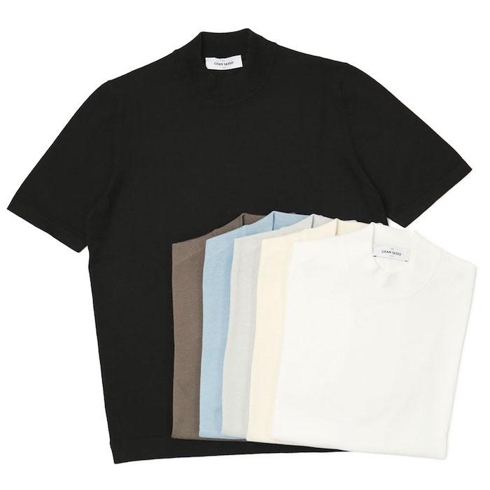 グランサッソ 12G モックネックニットTシャツ 半袖 新品 Gran Sasso（グランサッソ） グランサッソ / GRANSASSO / モックネック