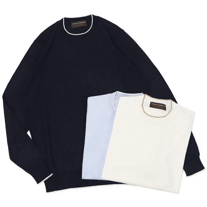 フィリッポデローレンティス カシミヤ 100% クルーネック ニット 50 フィリッポ デ ローレンティス / FILIPPO DE LAURENTIIS 長袖 クルー