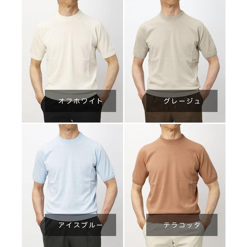 フィリッポ デ ローレンティス / FILIPPO DE LAURENTIIS / ニット 半袖 Tシャツ / クレープコットンニット / crepe cotton / クルーネック / 返品・交換可能の画像