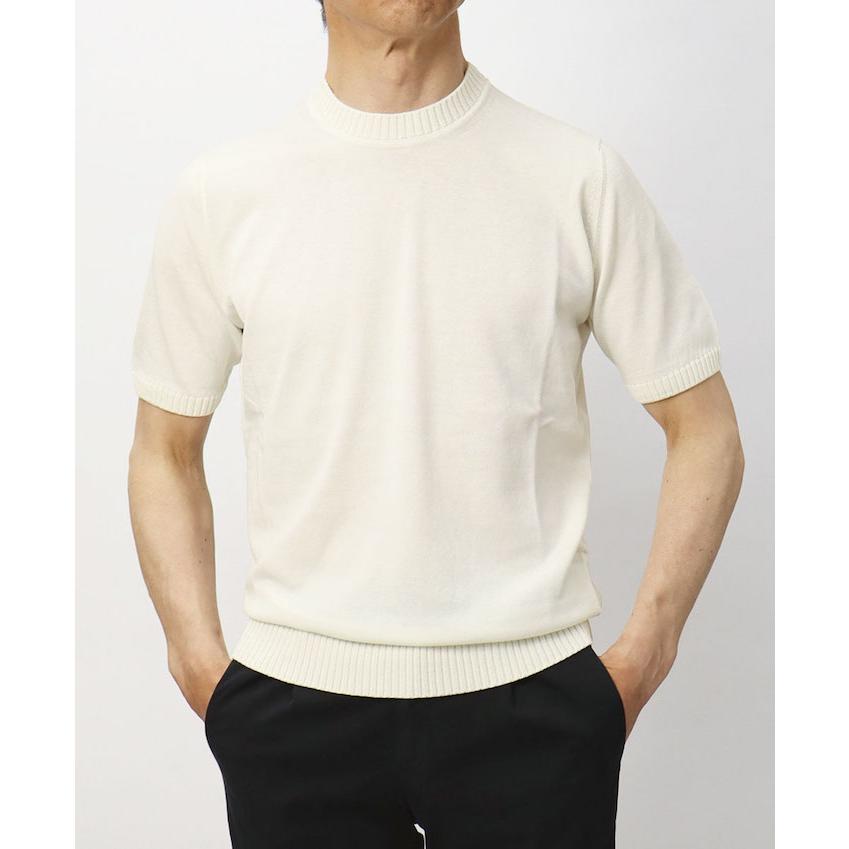 フィリッポ デ ローレンティス / FILIPPO DE LAURENTIIS / ニット 半袖 Tシャツ / クレープコットンニット / crepe cotton / クルーネック / 返品・交換可能の画像