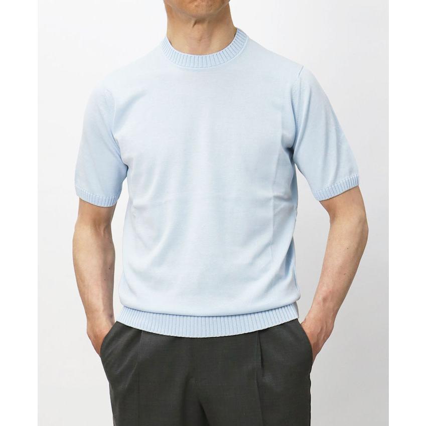 フィリッポ デ ローレンティス / FILIPPO DE LAURENTIIS / ニット 半袖 Tシャツ / クレープコットンニット / crepe cotton / クルーネック / 返品・交換可能の画像