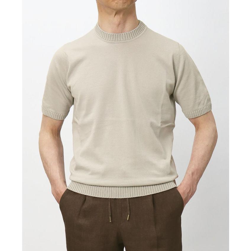 フィリッポ デ ローレンティス / FILIPPO DE LAURENTIIS / ニット 半袖 Tシャツ / クレープコットンニット / crepe cotton / クルーネック / 返品・交換可能の画像