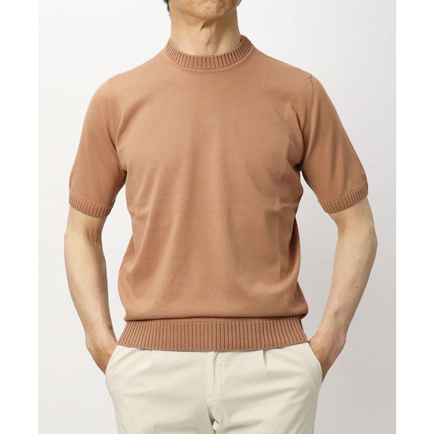 フィリッポ デ ローレンティス / FILIPPO DE LAURENTIIS / ニット 半袖 Tシャツ / クレープコットンニット / crepe cotton / クルーネック / 返品・交換可能の画像