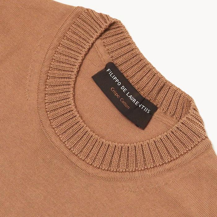 フィリッポ デ ローレンティス / FILIPPO DE LAURENTIIS / ニット 半袖 Tシャツ / クレープコットンニット / crepe cotton / クルーネック / 返品・交換可能の画像