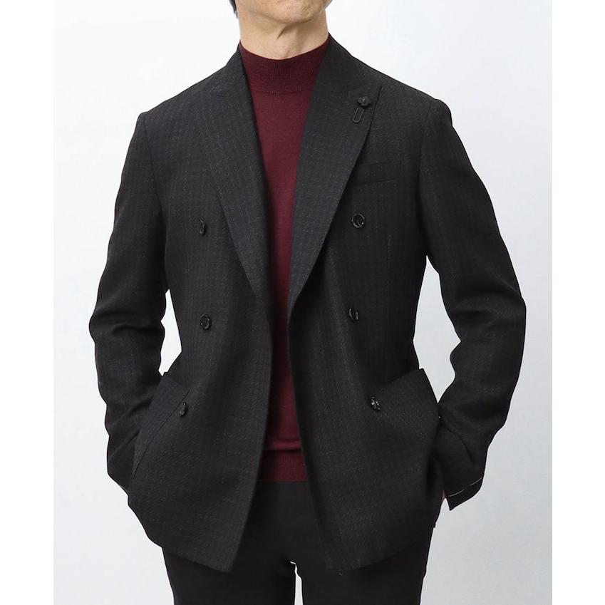 ラルディーニ / LARDINI / ROMA / ダブルブレスト型 / シャツ ジャケット仕様 / ウールライトツィード / シャドゥ千鳥格子柄 / 6釦 2パッチ / 返品・交換不可の画像