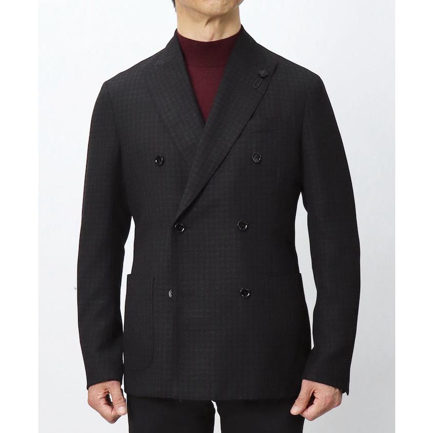 ラルディーニ / LARDINI / ROMA / ダブルブレスト型 / シャツ ジャケット仕様 / ウールライトツィード / シャドゥ千鳥格子柄 / 6釦 2パッチ / 返品・交換不可の画像