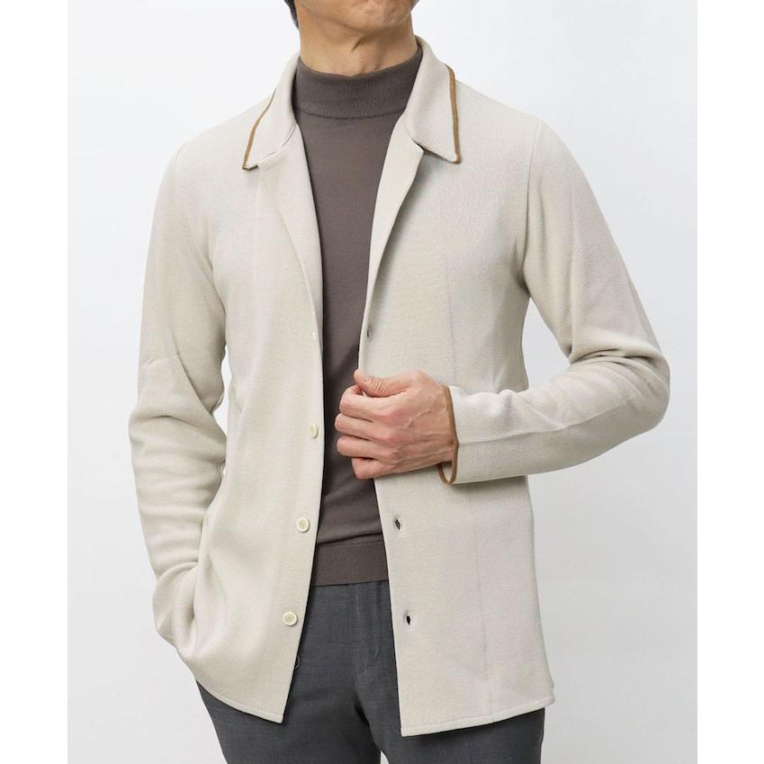 ラルディーニ / LARDINI / ニット ジャケット / シャツ襟 / コットン / 返品・交換不可の画像