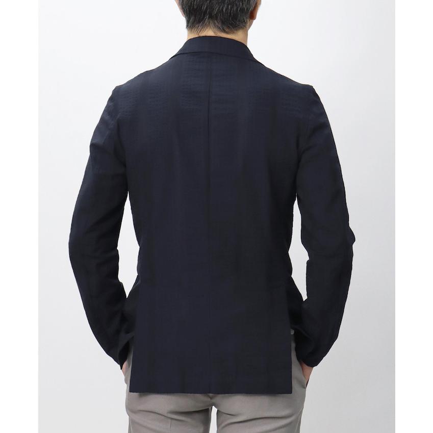 【美品】ジャンネット　ネイビーストライプ　シアサッカージャケット GIANNETTO ジャンネット / ジャケット ストライプ柄 コットン