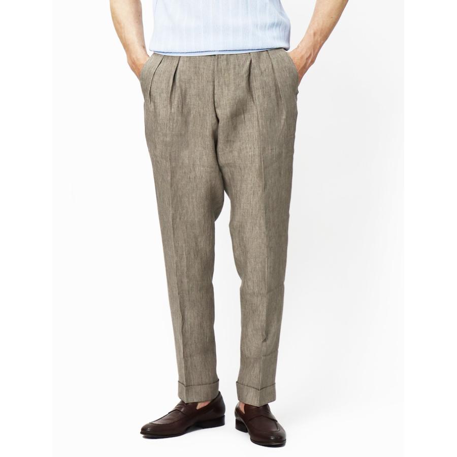BERWICH SCOTCH リネンパンツ 2プリーツ サンド ベージュ 44