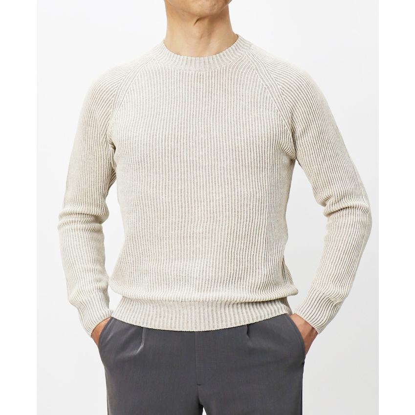 グランサッソ　あぜ編み クルーネックサマーニット グランサッソ / GRANSASSO / あぜ編み クルーネックサマーニット