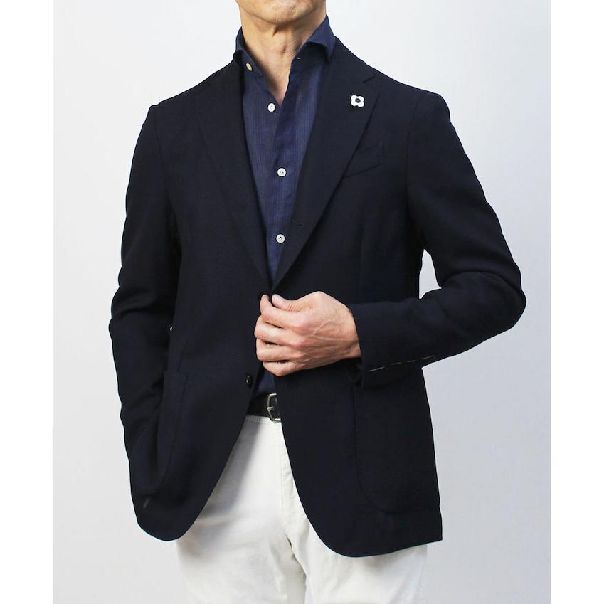 ラルディーニ48 シアサッカーeasy wear ジャケットネイビー紺