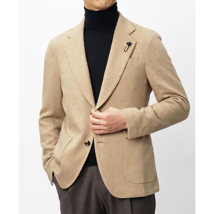 LARDINI ネイビー　ウールアルパカ　ニット　ジャケット ラルディーニ / LARDINI / ダブル ニット ジャケット / ウール