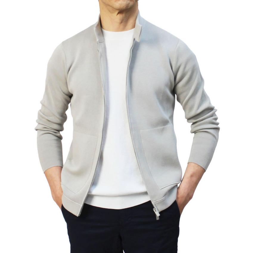 フィリッポ デ ローレンティス / FILIPPO DE LAURENTIIS / BIKER / スタンドカラー ZIP UP ニット / ライダース型 / コットン / ミラノリブ / 返品・交換不可