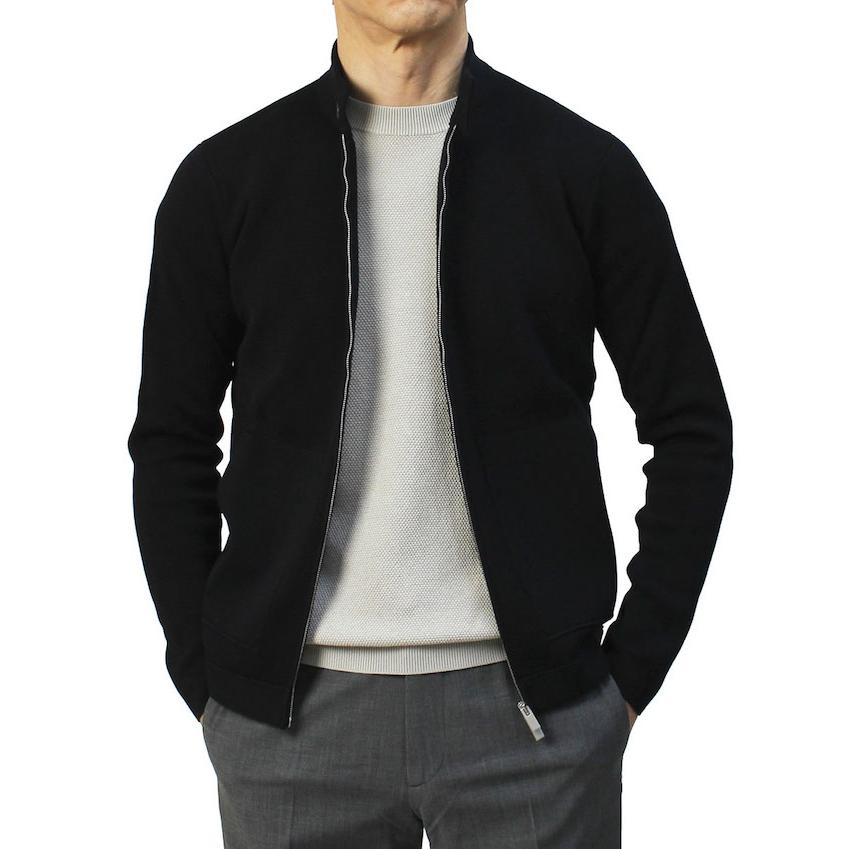 フィリッポ デ ローレンティス / FILIPPO DE LAURENTIIS / BIKER / スタンドカラー ZIP UP ニット / ライダース型 / コットン / ミラノリブ / 返品・交換不可