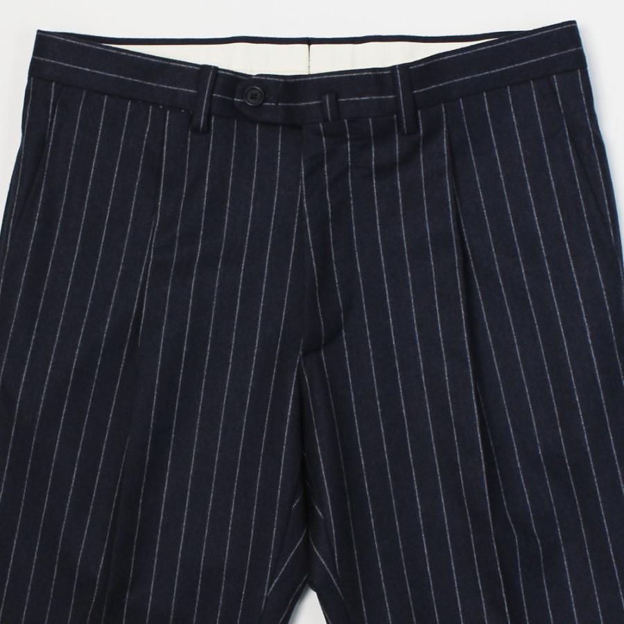 デ ペトリロ / De Petrillo / ワンプリーツ スーツ / SUPER 120's / ウール フラノ チョークストライプ柄 3B 段返り / 返品・交換不可の画像