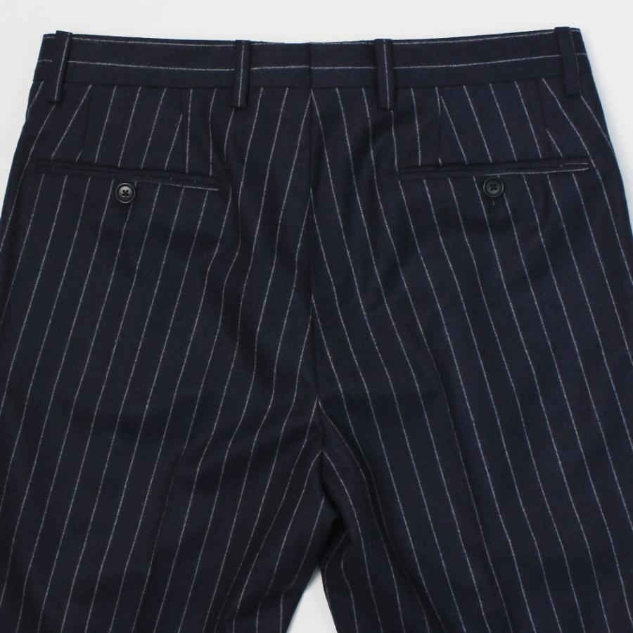デ ペトリロ / De Petrillo / ワンプリーツ スーツ / SUPER 120's / ウール フラノ チョークストライプ柄 3B 段返り / 返品・交換不可の画像