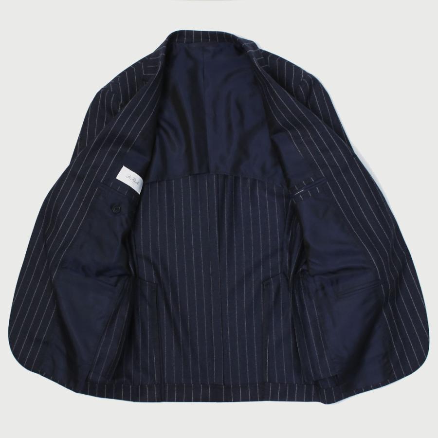 デ ペトリロ / De Petrillo / ワンプリーツ スーツ / SUPER 120's / ウール フラノ チョークストライプ柄 3B 段返り / 返品・交換不可の画像