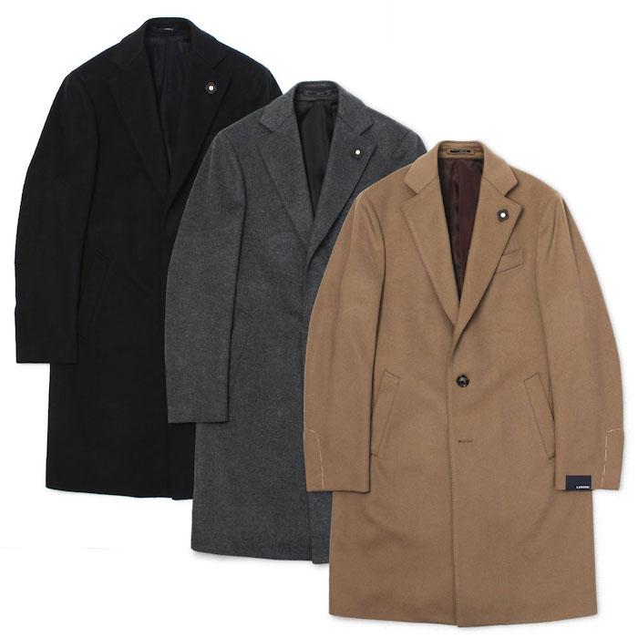 LARDINI ブラック チェスターコート size44